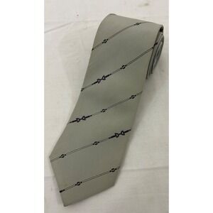 BALLY Silk Mens Gray Skinny Horsebit Pattern Imported 58" Vintage Designer